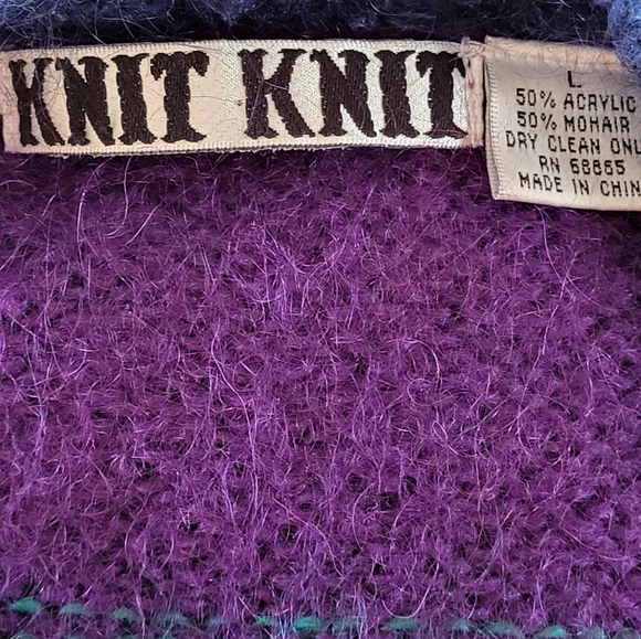 Knit Knit Acrylic & Mohair Striped Cardigan With Matching Knit Tank Top Large - Picture 15 of 15